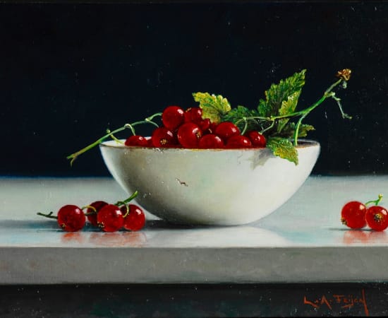 Lion Feijen, White Bowl with Redcurrants