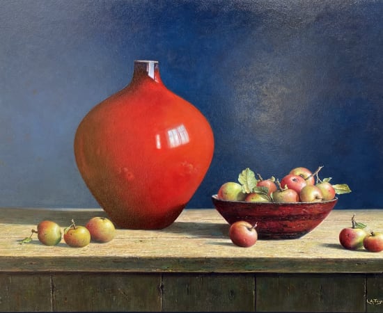 Lion Feijen, Red Vase with Little Apples, 2021