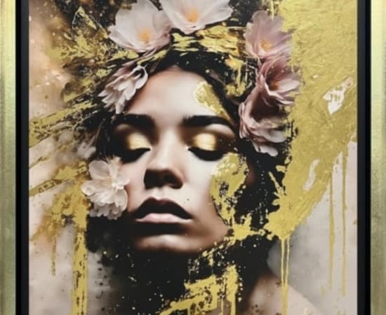woman's face with gold paint