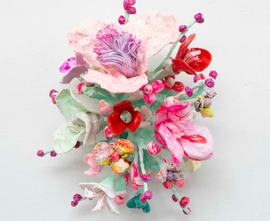 Stefan Gross, Flower Bonanza white pink,mint, 2024