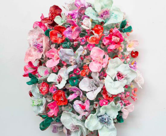 Stefan Gross, Flower Bonanza Mirror white, pink, mint , 2024