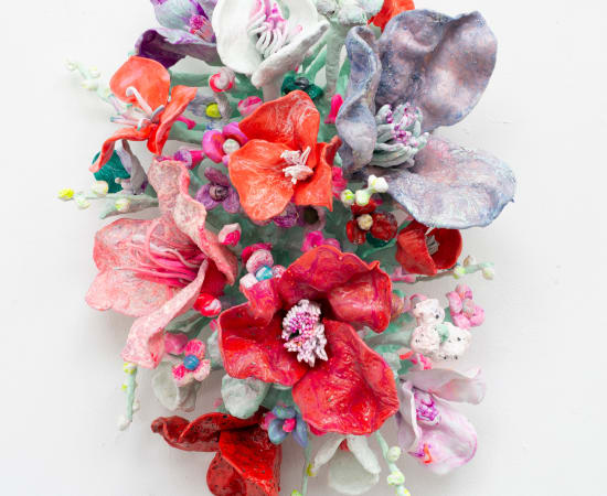 Stefan Gross, 'Flower Bonanza, red, lilac on mint, 2024