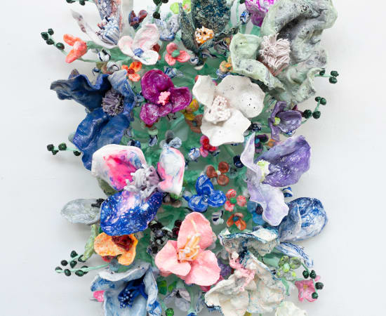 Stefan Gross, Flower Bonanza white, blue, mint, 2023
