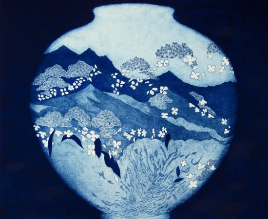 Sally Spens, The Flowers Follow Snow on the Silk Road, Blue
