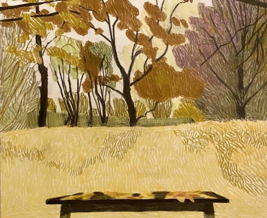 Per Adolfsen, Bench in a park in November, 2020