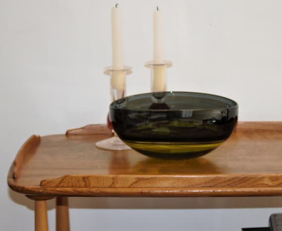 Stewart Hearn, Small Oval Encalmo Bowl (lime / grey) , 2020
