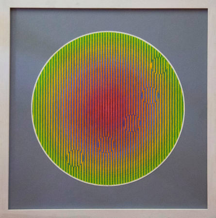 red and green multi-colour painting by artist David Whitaker represented by Rebecca Hossack Gallery