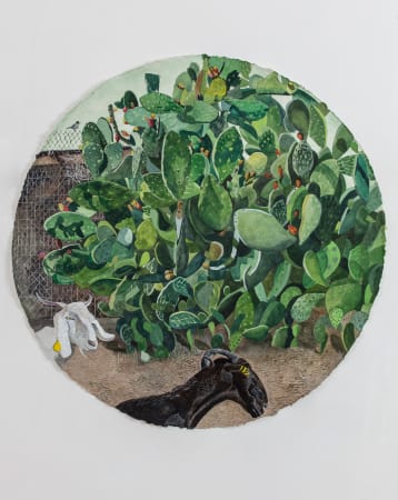 Sophie Charalambous, Prickly Pear with Goats and Fruits, 2021