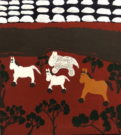 Reggie Hoosan, acrylic on canvas, Borroloola, Aboriginal artist and artwork.