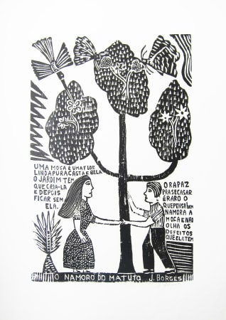 black and white woodcut on paper José Borges