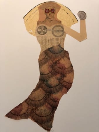 collage of a mermaid by Jerry Jeanmard represented by Rebecca Hossack gallery 