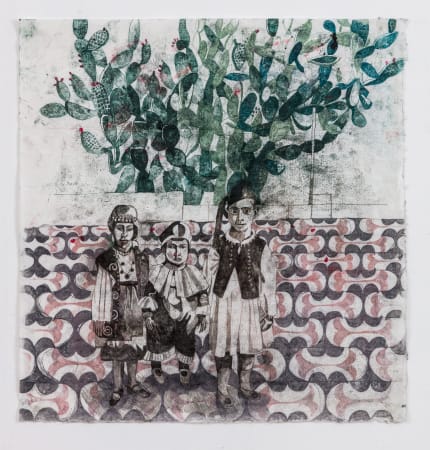 Sophie Charalambous, Little Children in Costumes under a Prickly Pear, 2021