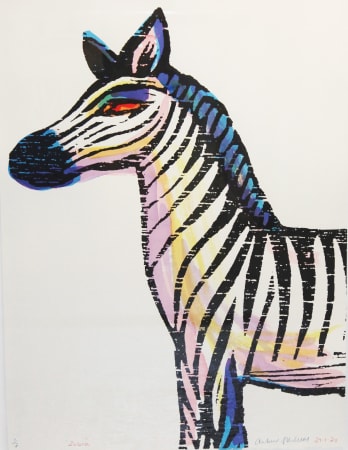 Zebra print by artist Andrew Mockett represented by Rebecca Hossack Gallery 