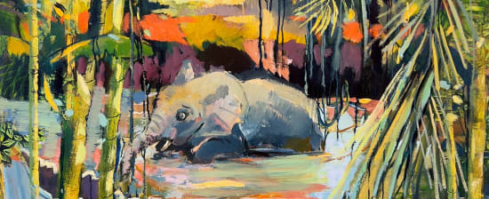 Sophie Walbeoffe, an elephant in a pond of water