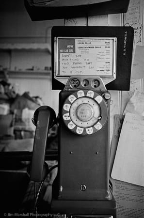Jim Marshall black and white telephone photograph with handwritten text