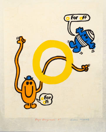 Yellow O Cartoon print by artist Andrew Mockett represented by Rebecca Hossack Gallery