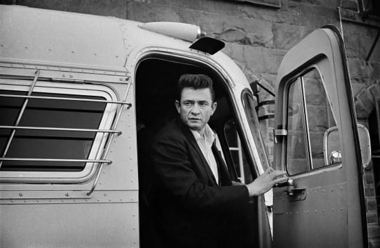 Jim Marshall, Johnny Cash coming off the bus at Folsom Prison, 1968