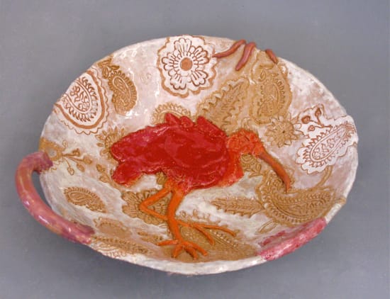 Fons van Laar, Ceramic plate with red and orange bird