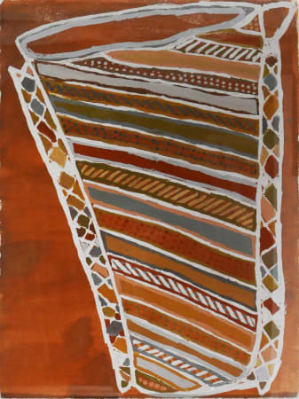 Jean Baptiste Apuatimi, natural earth pigments on paper, Tiwi, Aboriginal artist and artwork.
