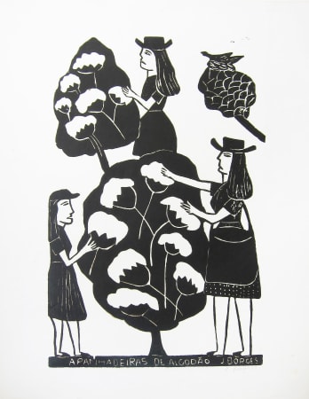 black and white woodcut on paper José Borges
