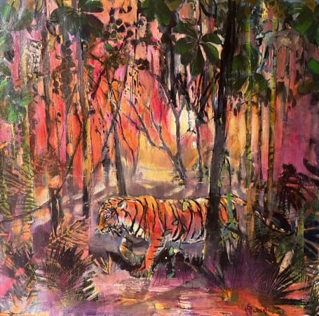 Sophie Walbeoffe painting of Tiger in jungle