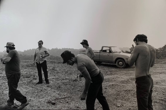 Partying on coal stripmine, Cumberland Kentucky, 1987