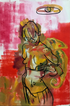 Xie Nanxing, Double sided portrait of naked friend, 2019