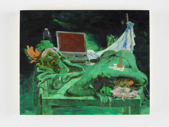 Salman Toor, Cuddle Puddle with Laptop, 2024