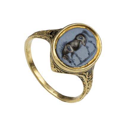 Renaissance ring with Roman horse intaglio, Ring: Western Europe, c. 1580-90, Roman intaglio: 1st century AD
