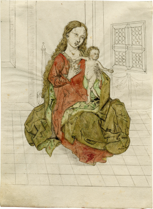Upper Rhenish School, Madonna and Child, Drawing on Paper