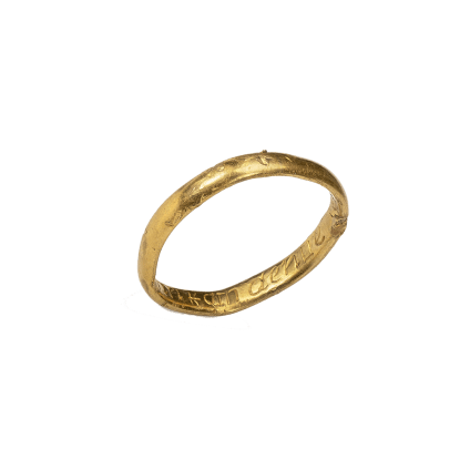 Posy Ring “Rather dy thn fath denye”, England, 17th century