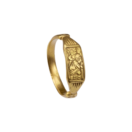 Late Medieval Iconographic Ring with St Christopher and Christ Child , England, 15th century