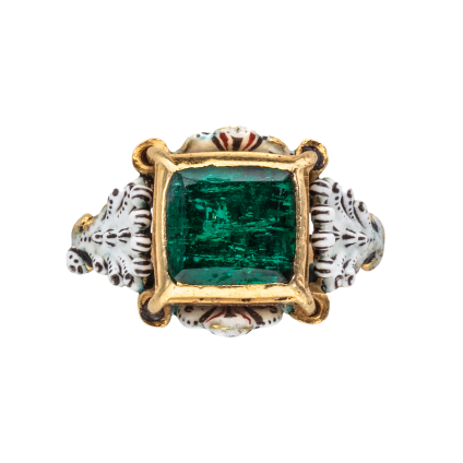 Emerald and Enamel Solitaire Ring , c. 1680-1720