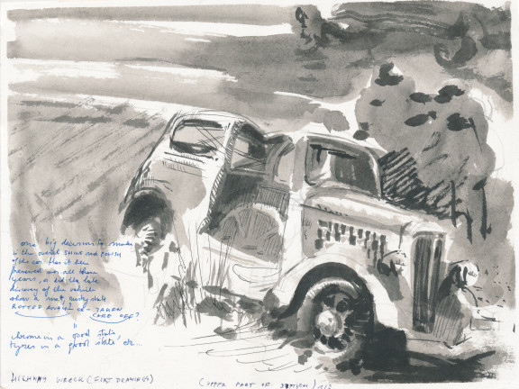 Highway Wreck drawing (First Drawings), 2013