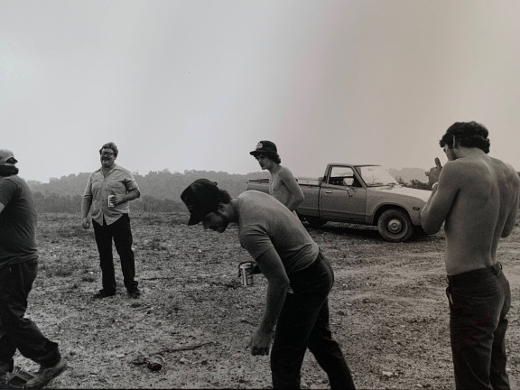 Partying on coal stripmine, Cumberland Kentucky, 1987