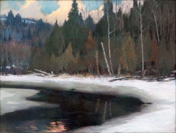 Maurice Cullen, R.C.A. 1866-1934, Twilight in the Laurentians
Pastel
23 1/2 x 31 3/4 in, 59.7 x 80.6 cm