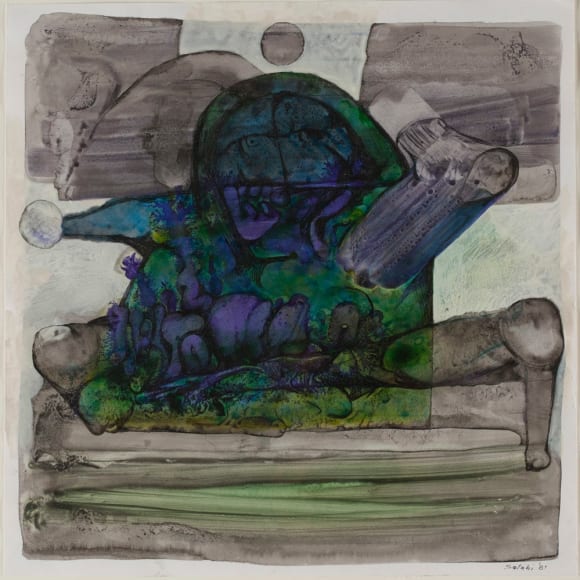 Ibrahim Salahi, Figure Seated on Bambar , 1981