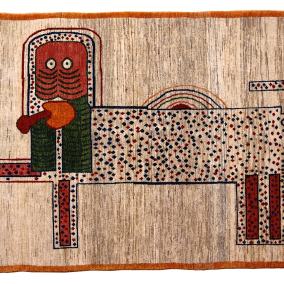 Parviz Tanavoli Lion And Sword Iii 1974 Bijar Weave 199X121 Cm