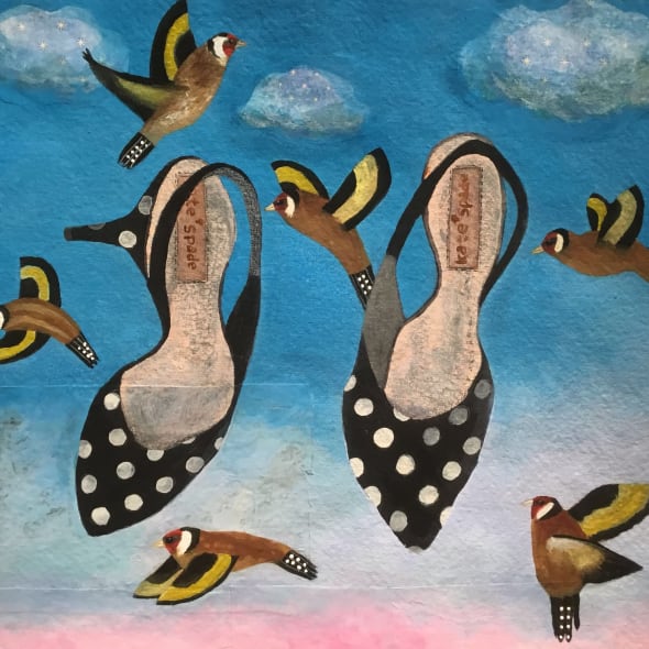 Gertie Young RWS - Goldfinches among the Kitten Heels