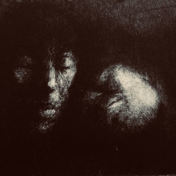 Desmond Healy ARE, 'Two Figures', etching and flowers of sulphur aquatint