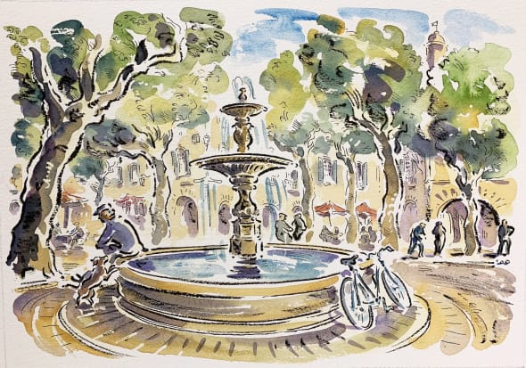 Uzès Fountain La Place-aux-Herbes