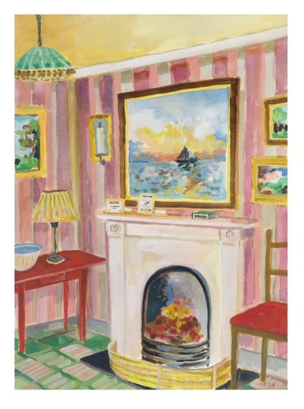 Striped Interior with Sunset at Sea