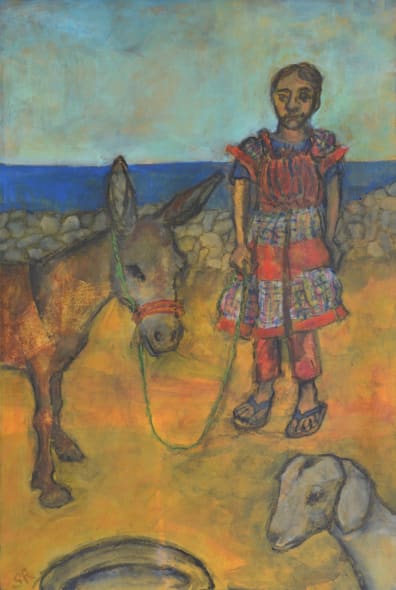 Kin Study - Girl with Donkey and a Young Goat
