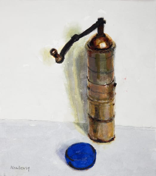 Coffee Grinder and Blue Pot