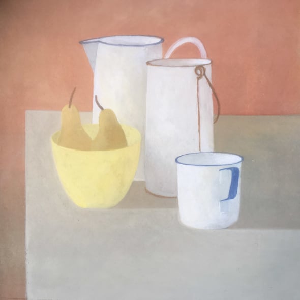 Enamelware with Two Pears, 2024