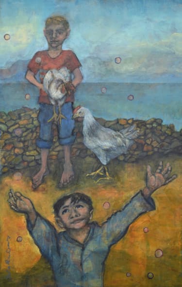 Boys with Chickens and Bubbles - Study