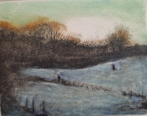Against a setting sun