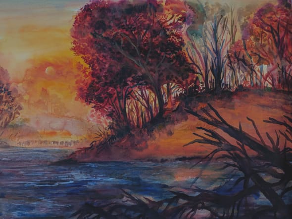 Dusk on the Okavango River, Namibia