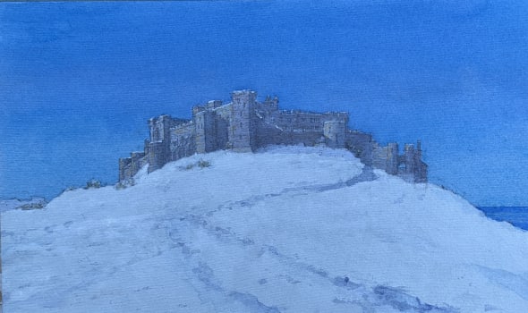 Bamburgh Castle in Snow