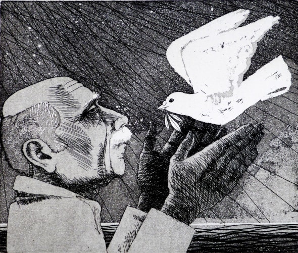 Man, Dove, Olive Branch II